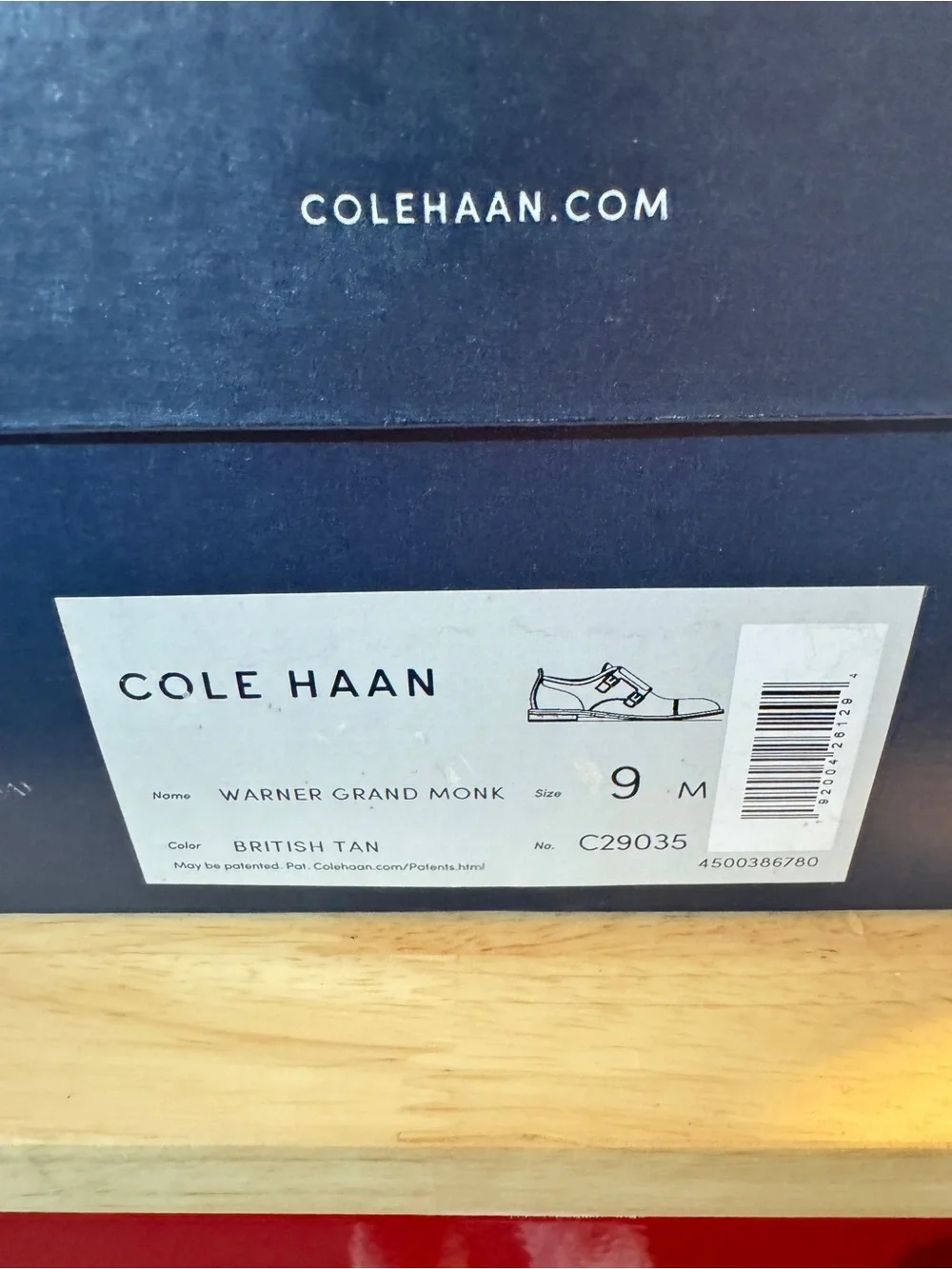 Cole Haan Warner Grand Monk Men’s Size 9 British Tan